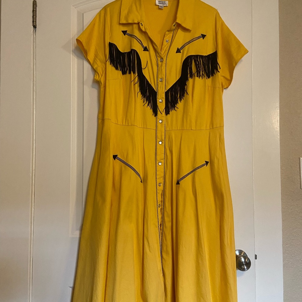 Yellow Western Fringe Detail Dress
